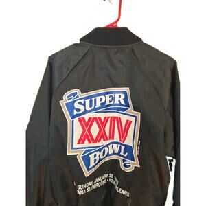 1990 Chalk Line San Francisco 49ers Black Super Bowl XXIV Satin Jacket Sz M Rare